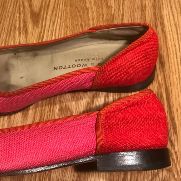 Stubbs & Wootton Two-Tone Pink Orange-Red Leather Flats Size 6.5 - Picture 16 of 16